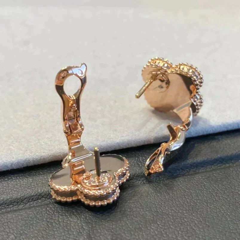 ¡®Veyra Jewelry¡¯CLOVER MEDIUM 1 MOTIFS GRAY MOP DIAMOND EARRINGS