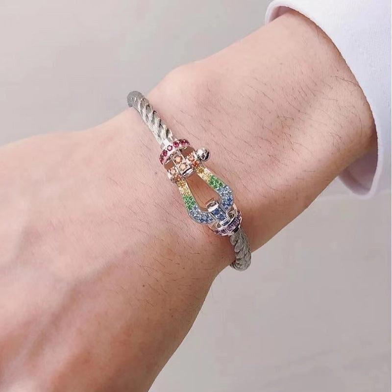¡®Veyra Jewelry¡¯FORCE LARGE HORSESHOE COLORED DIAMOND BRACELET ROSE GOLD