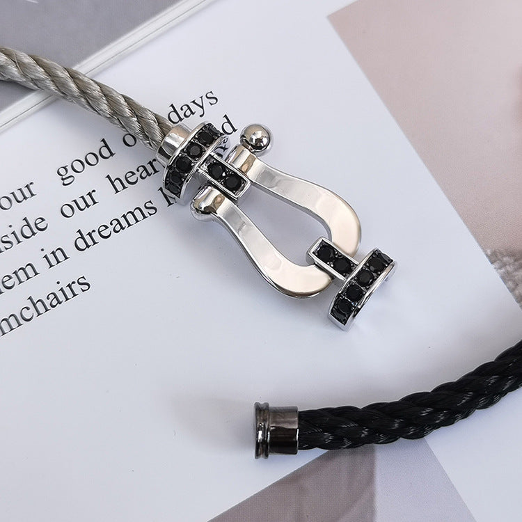 ¡®Veyra Jewelry¡¯FORCE LARGE HORSESHOE BLACK DIAMOND BRACELET SILVER