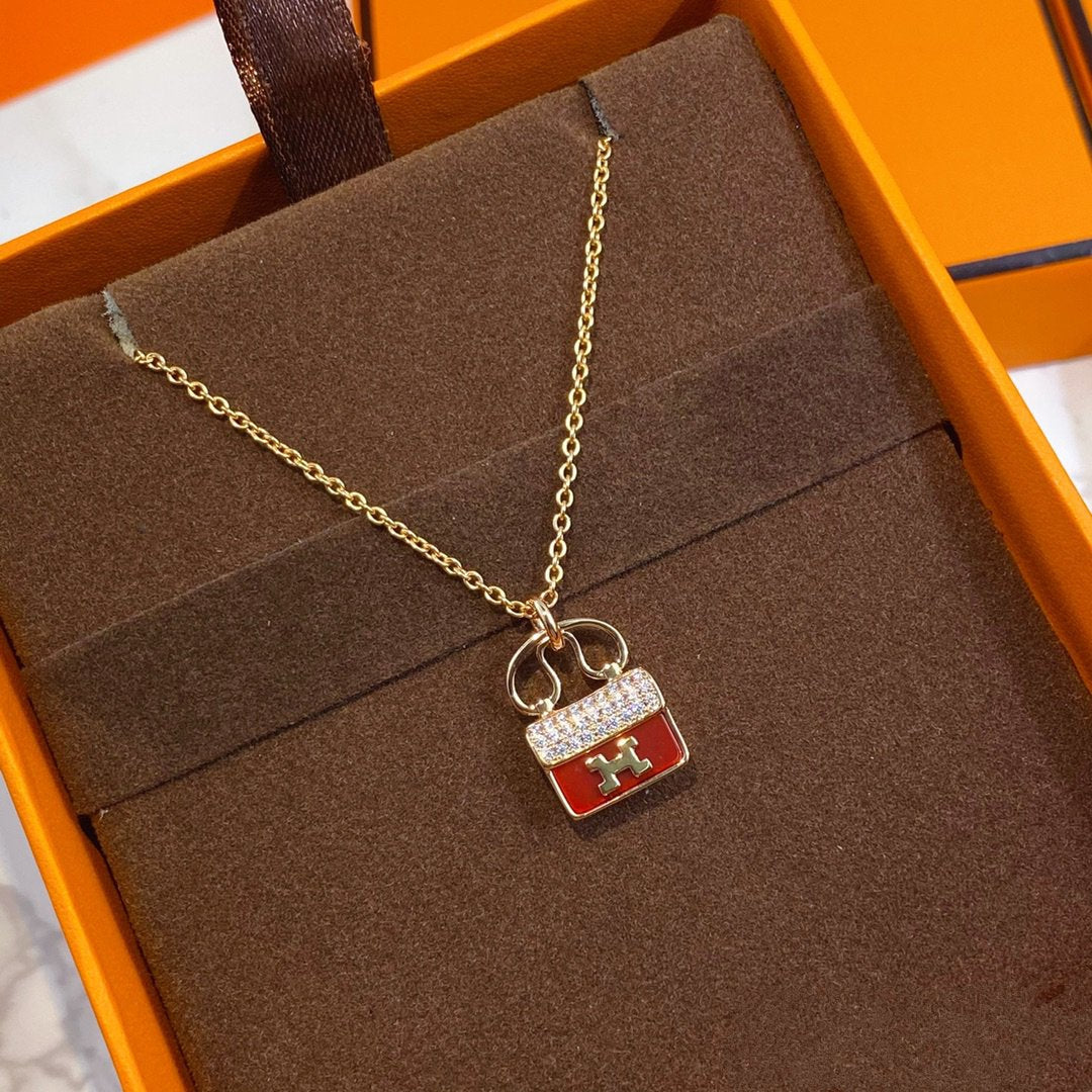 ¡®Veyra Jewelry¡¯CONSTANCE RED PEDANT PINK GOLD NECKLACE