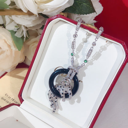 ¡®Veyra Jewelry¡¯Pave Panther Circle Pendant Necklace