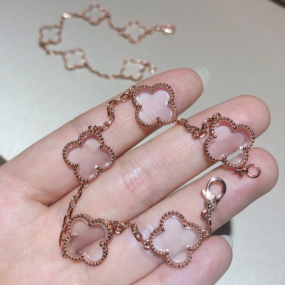 [Veyra Jewelry]New CLOVER 5 MOTIF ROCK CRYSTAL BRACELET