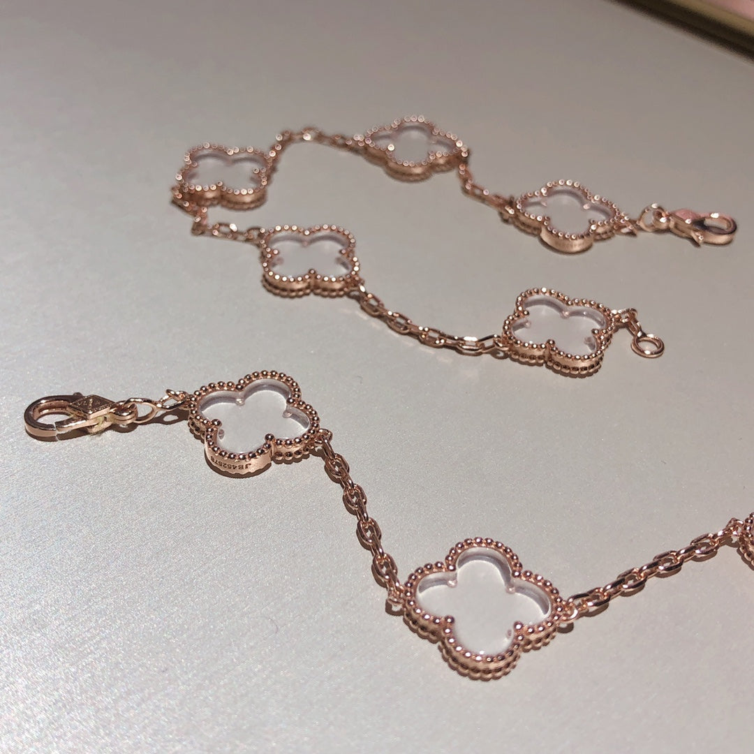 [Veyra Jewelry]New CLOVER 5 MOTIF ROCK CRYSTAL BRACELET