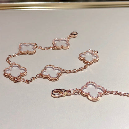 [Veyra Jewelry]New CLOVER 5 MOTIF ROCK CRYSTAL BRACELET