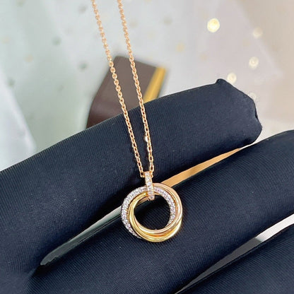 ¡®Veyra Jewelry¡¯TRINITY NECKLACE SILVER GOLD PINK GOLD DIAMONDS