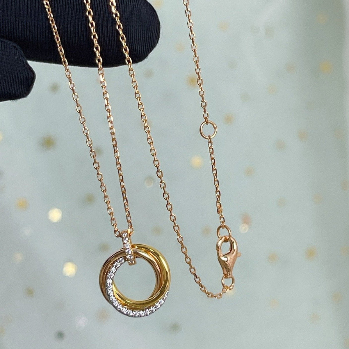 ¡®Veyra Jewelry¡¯TRINITY NECKLACE SILVER GOLD PINK GOLD DIAMONDS