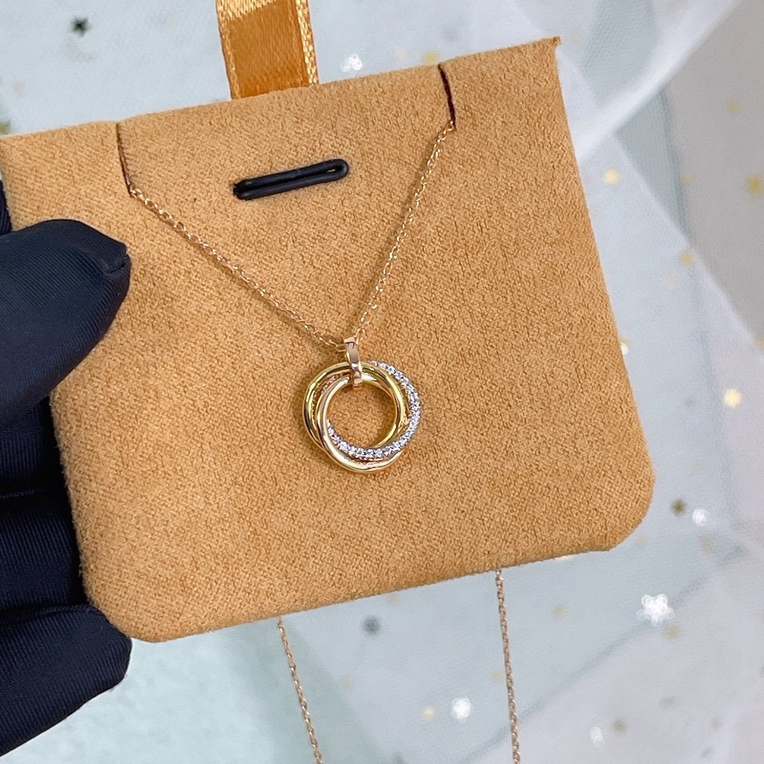 ¡®Veyra Jewelry¡¯TRINITY NECKLACE SILVER GOLD PINK GOLD DIAMONDS