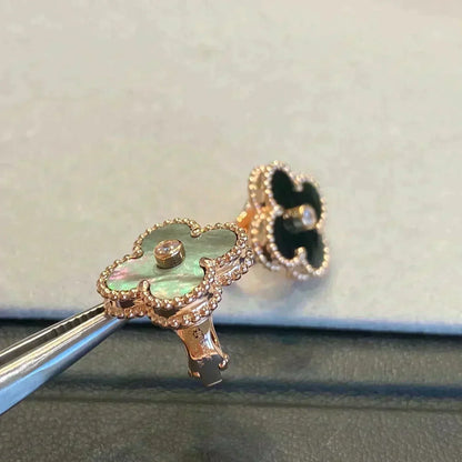 ¡®Veyra Jewelry¡¯CLOVER MEDIUM 1 MOTIFS GRAY MOP  DIAMOND EARRINGS