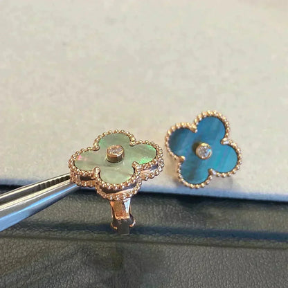 ¡®Veyra Jewelry¡¯CLOVER MEDIUM 1 MOTIFS GRAY MOP  DIAMOND EARRINGS