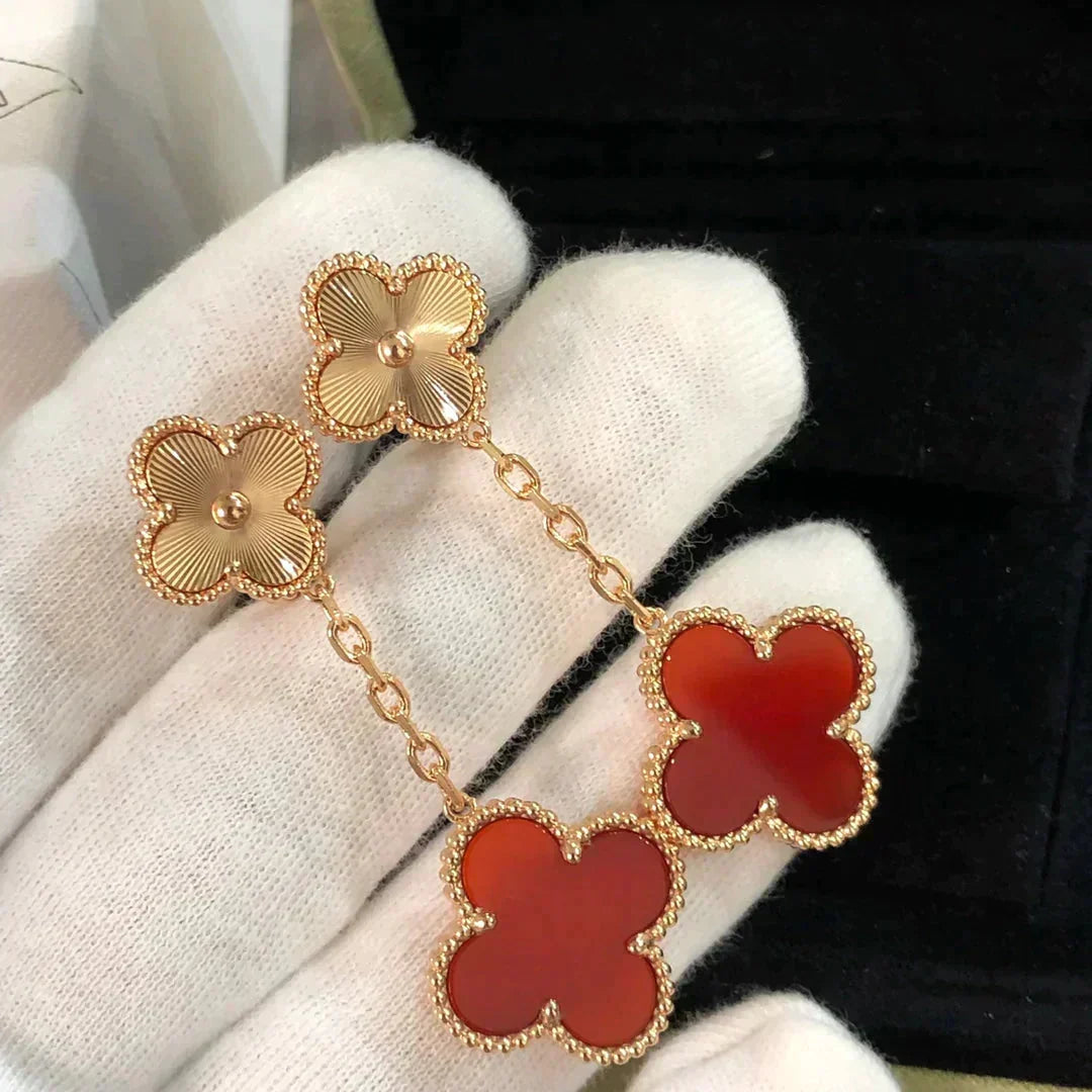 ¡®Veyra Jewelry¡¯CLOVER 2 MOTIF  LASER CARNELIAN EARRINGS