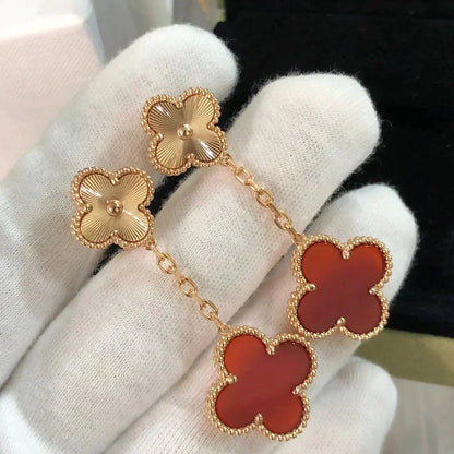 ¡®Veyra Jewelry¡¯CLOVER 2 MOTIF  LASER CARNELIAN EARRINGS