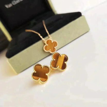 ¡®Veyra Jewelry¡¯CLOVER MEDIUM 1 MOTIFS TIGER EYE EARRINGS