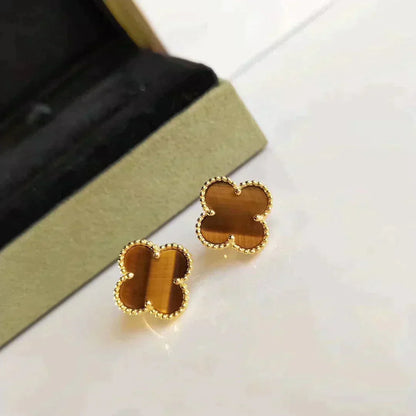 ¡®Veyra Jewelry¡¯CLOVER MEDIUM 1 MOTIFS TIGER EYE EARRINGS