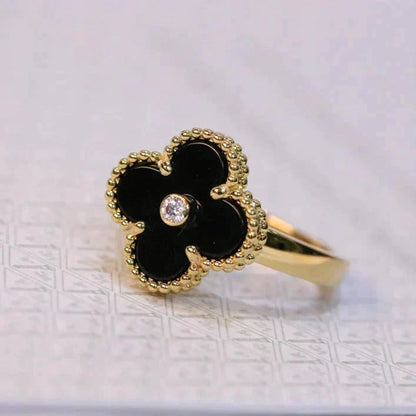 ¡®Veyra Jewelry¡¯CLOVER ONYX RING GOLD DIAMOND