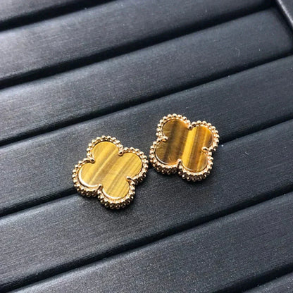 ¡®Veyra Jewelry¡¯CLOVER MEDIUM 1 MOTIFS TIGER EYE EARRINGS
