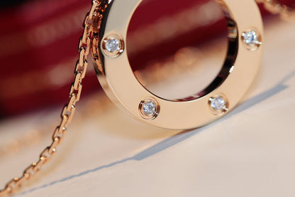 ¡®Veyra Jewelry¡¯LOVE NECKLACE 16MM 6 DIAMONDS PINK GOLD
