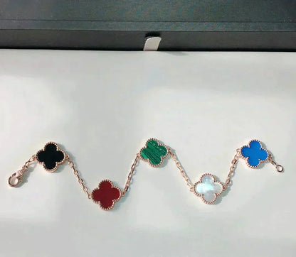 [Veyra Jewelry]New CLOVER 5 MOTIFS MULTICOLOR BRACELET