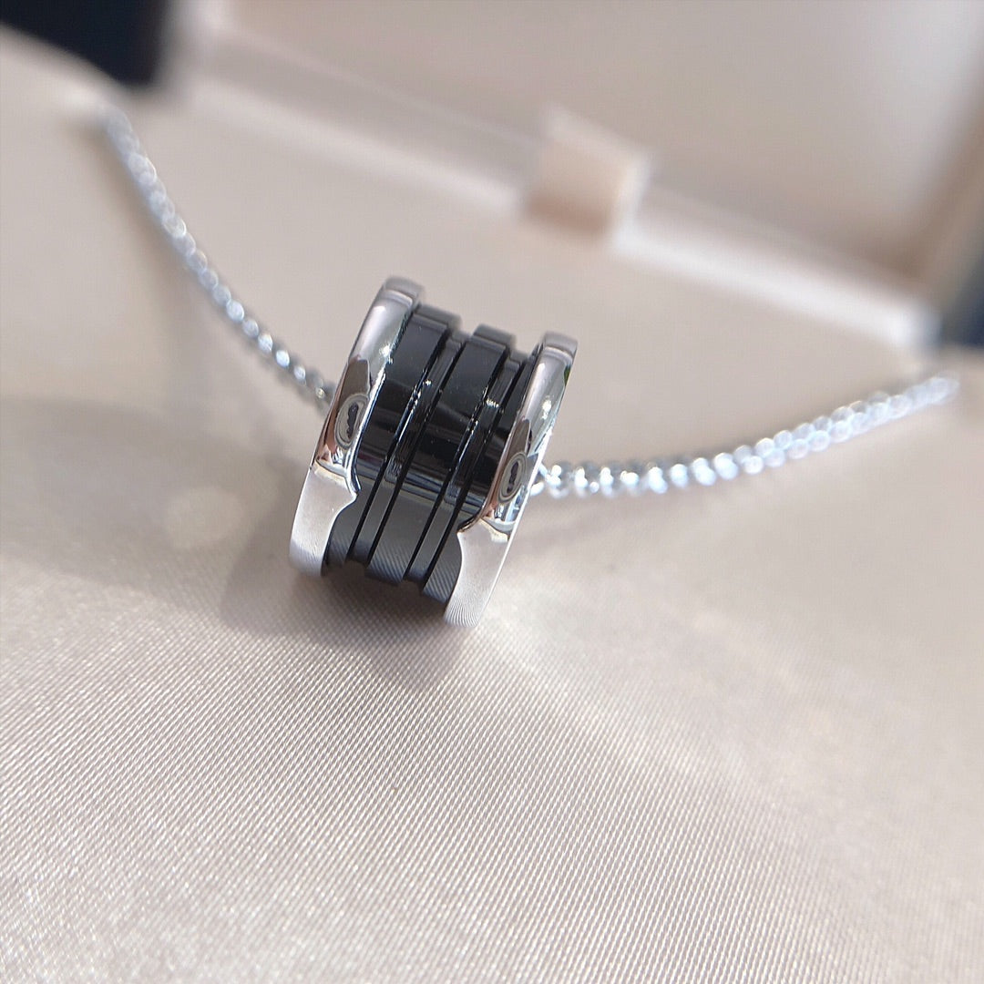 [Veyra Jewelry]ZERO 1 BLACK CERAMIC SILVER NECKLACE