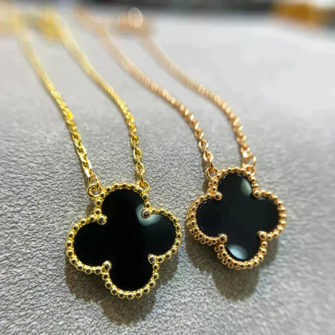 ¡®Veyra Jewelry¡¯CLOVER 15MM BLACK ONYX SINGLE FLOWER NECKLACE