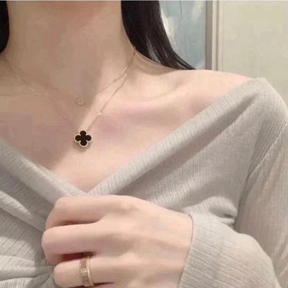 ¡®Veyra Jewelry¡¯CLOVER 15MM BLACK ONYX SINGLE FLOWER NECKLACE