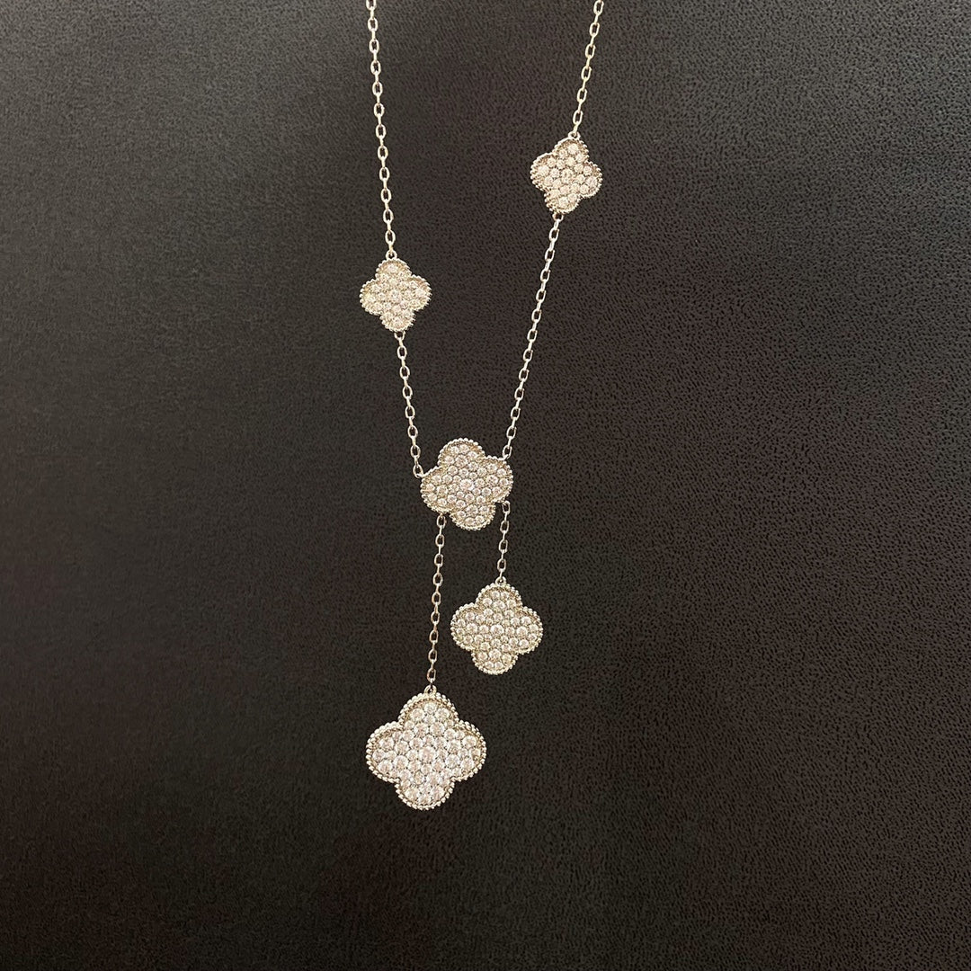 ¡®Veyra Jewelry¡¯CLOVER 5 MOTIFS SILVER DIAMONDS NECKLACE