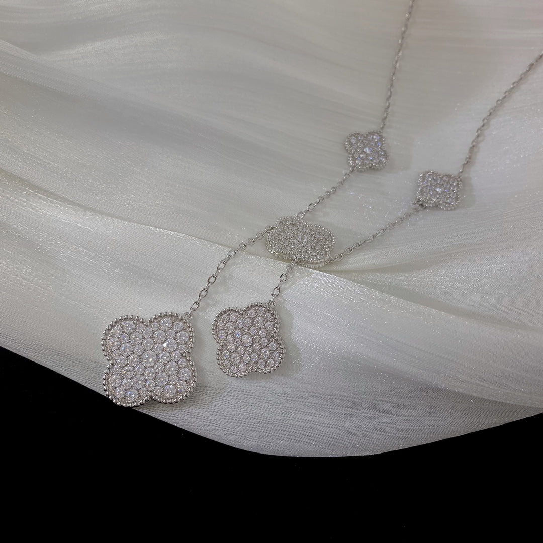 ¡®Veyra Jewelry¡¯CLOVER 5 MOTIFS SILVER DIAMONDS NECKLACE