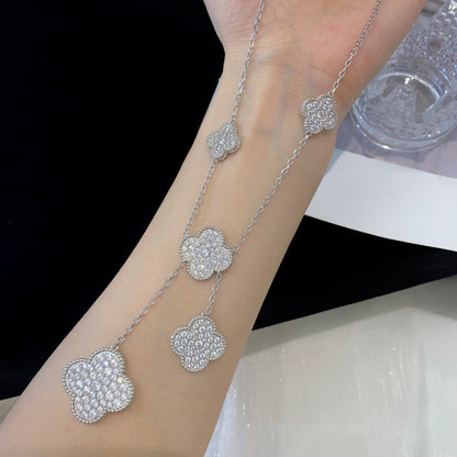 ¡®Veyra Jewelry¡¯CLOVER 5 MOTIFS SILVER DIAMONDS NECKLACE