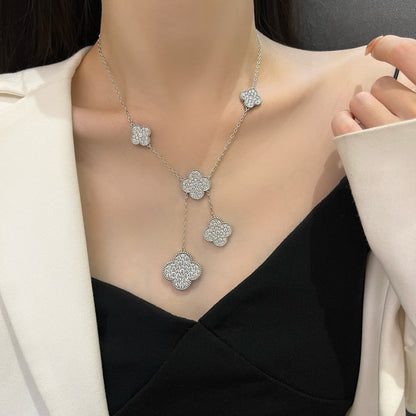 ¡®Veyra Jewelry¡¯CLOVER 5 MOTIFS SILVER DIAMONDS NECKLACE
