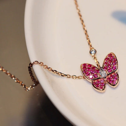 ¡®Veyra Jewelry¡¯BUTTERFLY RED DIAMOND ROSE GOLD NECKLACE