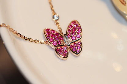 ¡®Veyra Jewelry¡¯BUTTERFLY RED DIAMOND ROSE GOLD NECKLACE