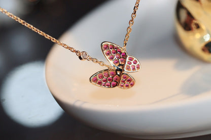 ¡®Veyra Jewelry¡¯BUTTERFLY RED DIAMOND ROSE GOLD NECKLACE
