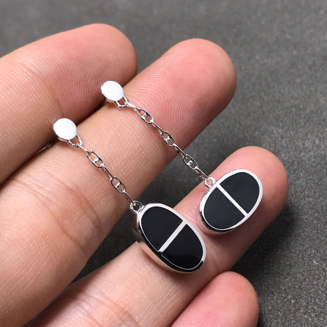 ¡®Veyra Jewelry¡¯CHAINE VERSO BLACK CERAMIC SILVER EARRINGS