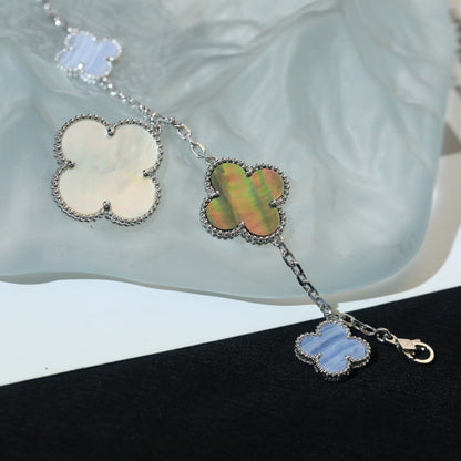¡®Veyra Jewelry¡¯CLOVER BRACELET 5 MOTIFS MOP CHALCEDONY SILVER