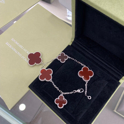 ¡®Veyra Jewelry¡¯CLOVER 5 MOTIFS SIVLER CARNELIAN BRACELET