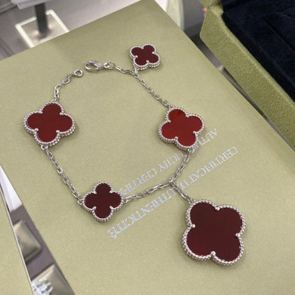 ¡®Veyra Jewelry¡¯CLOVER 5 MOTIFS SIVLER CARNELIAN BRACELET