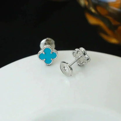 ¡®Veyra Jewelry¡¯CLOVER MINI 9.5MM ONYX STUD EARRINGS SILVER