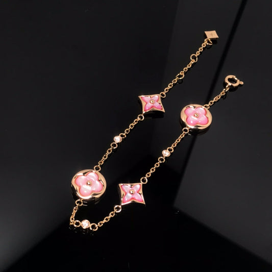 ¡®Veyra Jewelry¡¯STAR AND SUN 4 MOTIF PINK MOP PINK GOLD BRACELET