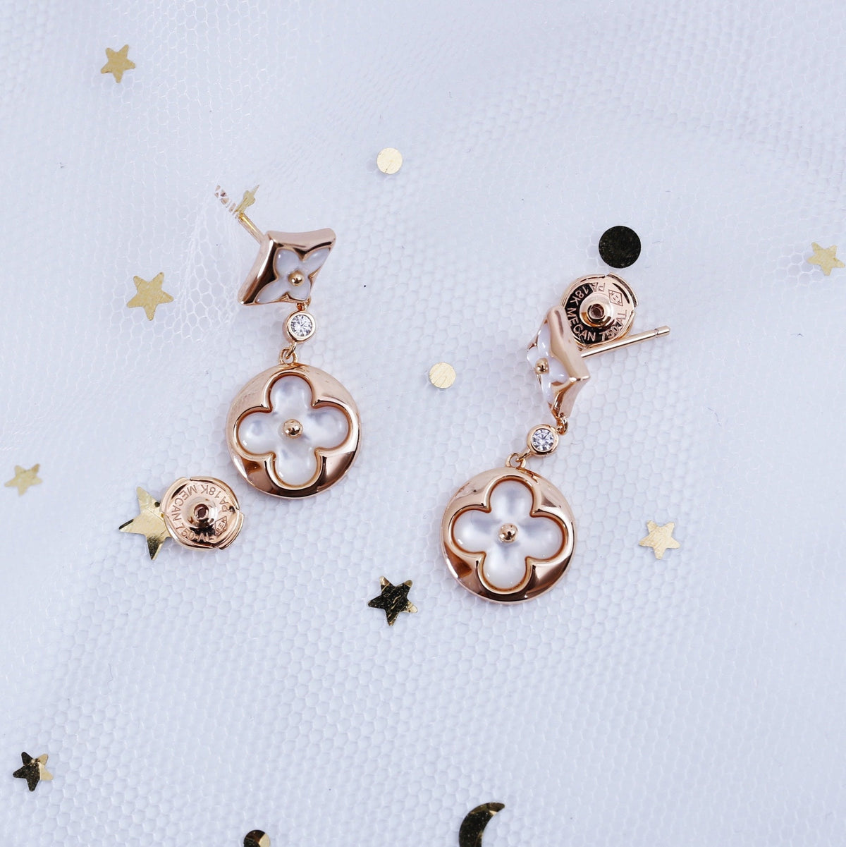 ¡®Veyra Jewelry¡¯STAR AND SUN PINK GOLD MOP DROP EARRINGS