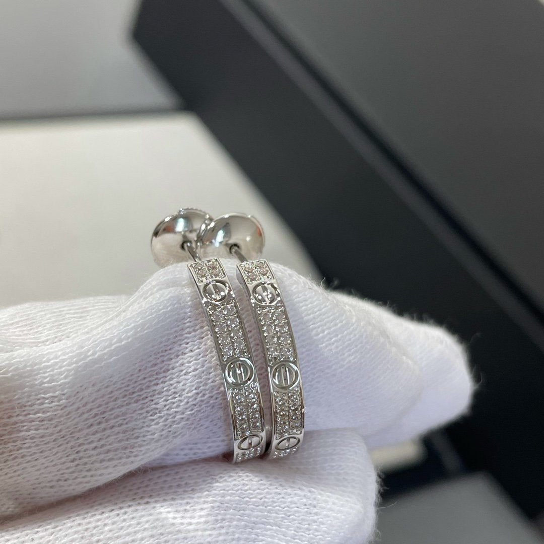¡®Veyra Jewelry¡¯LOVE DIAMOND SILVER HOOP EARRINGS