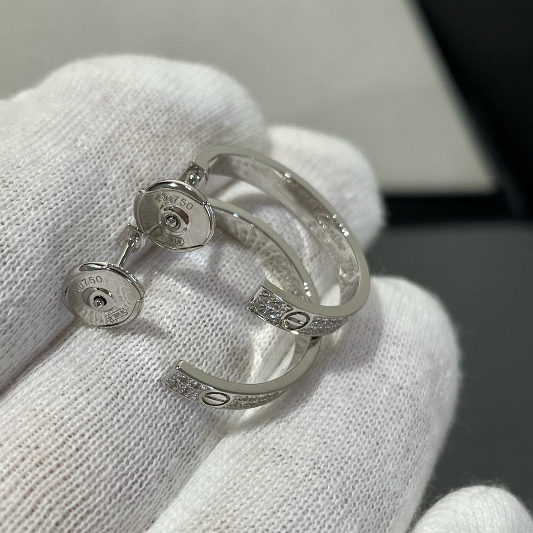 ¡®Veyra Jewelry¡¯LOVE DIAMOND SILVER HOOP EARRINGS