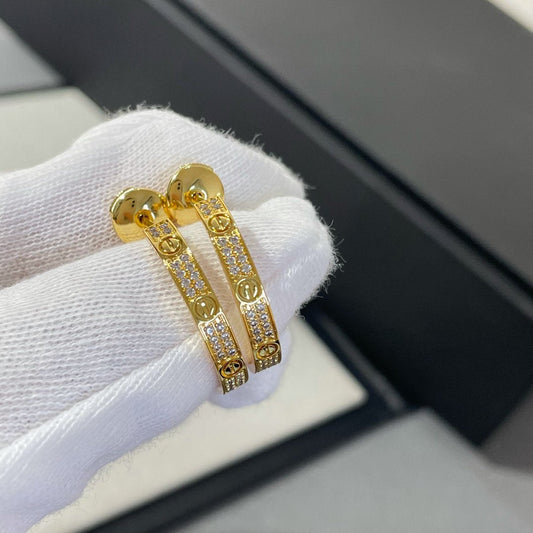 ¡®Veyra Jewelry¡¯LOVE DIAMOND GOLD HOOP EARRINGS