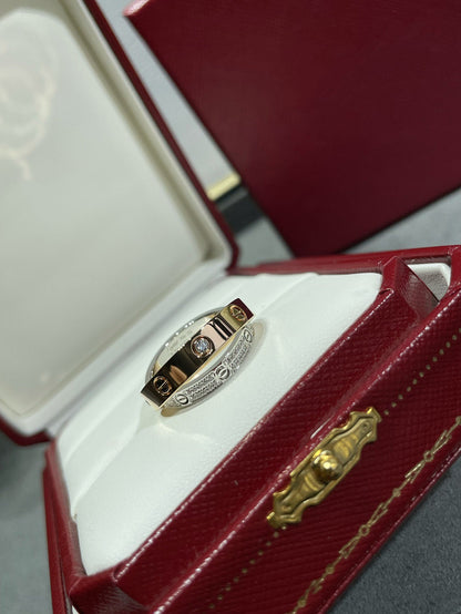 ¡®Veyra Jewelry¡¯LOVE PINK GOLD SILVER DIAMOND DOUBLE RING
