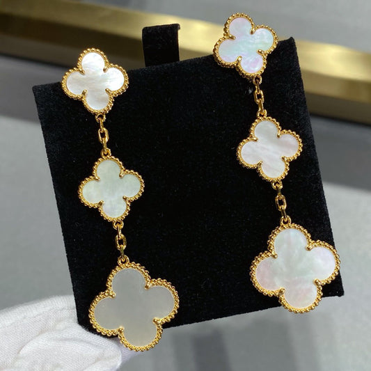 ¡®Veyra Jewelry¡¯CLOVER MOP 3 MOTIFS GOLD EARRINGS