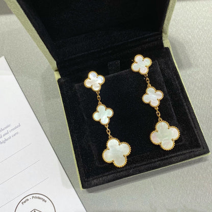 ¡®Veyra Jewelry¡¯CLOVER MOP 3 MOTIFS GOLD EARRINGS
