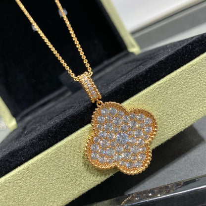 ¡®Veyra Jewelry¡¯CLOVER 25MM LARGE PEDANT DIAMOND PAVED LONG NECKLACE