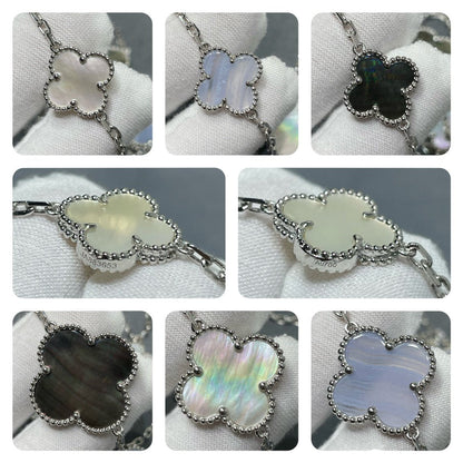 ¡®Veyra Jewelry¡¯CLOVER 16 MOTIF CHALCEDONY MOP SILVER NECKLACE