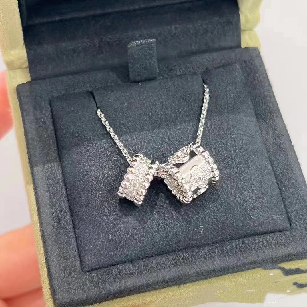 ¡®Veyra Jewelry¡¯PERLEE DOUBLE PENDANT SILVER DIAMOND NECKLACE