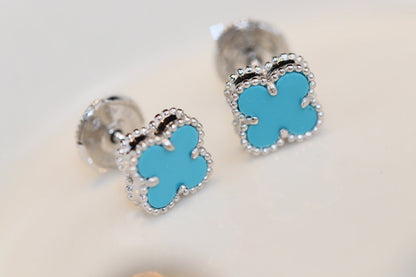 ¡®Veyra Jewelry¡¯CLOVER MINI TURQUOISE SILVER STUD EARRINGS