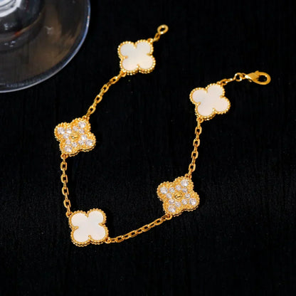 [Veyra Jewelry]New CLOVER WHITE PEARL MOP 5 MOTIF BRACELET COLLECTION