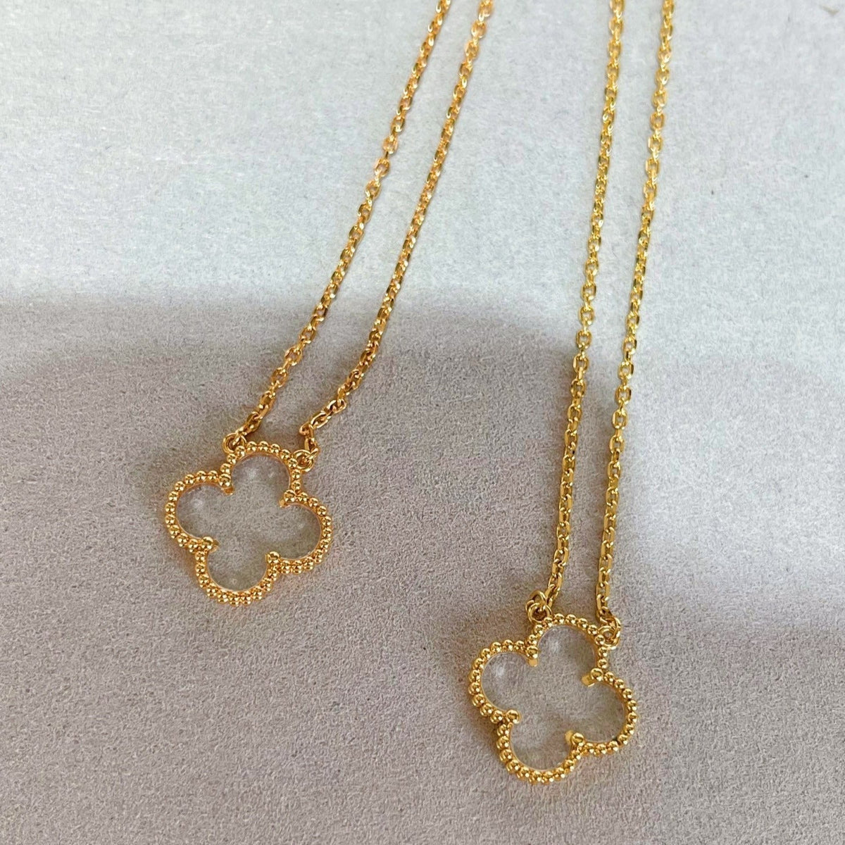 ¡®Veyra Jewelry¡¯CLOVER ROCK CRYSTAL ROSE GOLD NECKLACE
